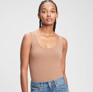 Gap Sleeveless Scoopneck Bodysuit, Color Medium Cool Brown Size XS